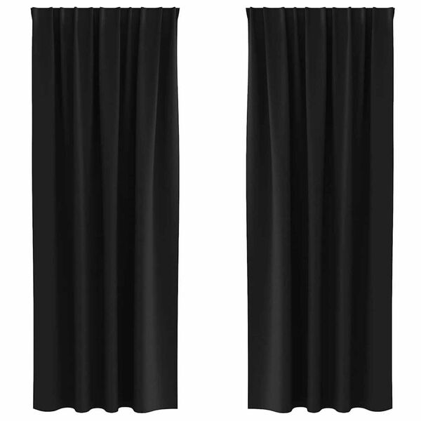 vidaXL Fekete F&uuml;gg&ouml;ny Gyűrűkkel 2 pcs Fekete 260 x 140 cm Poli&eacute;szter
