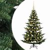 vidaXL Műkar&aacute;csonyfa g&ouml;mbbel 120 cm 150 LED Meleg feh&eacute;r PE &eacute;s PVC Z&ouml;ld