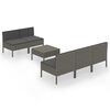 vidaXL 6 r&eacute;szes sz&uuml;rke polyrattan kerti b&uacute;torszett p&aacute;rn&aacute;kkal