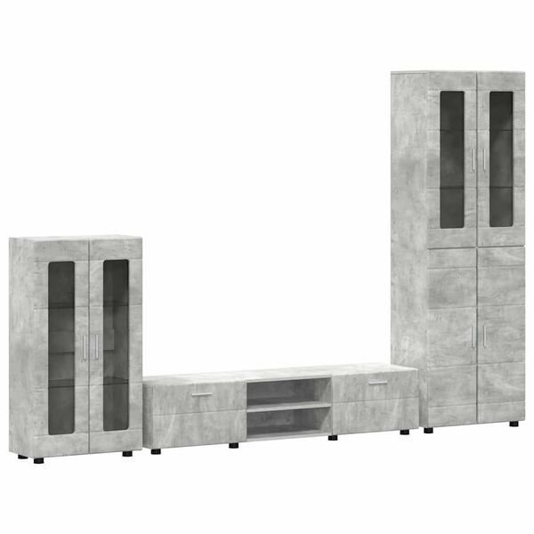 vidaXL TV szekr&eacute;ny garnit&uacute;ra fi&oacute;kkal FLORIN Beton Sz&uuml;rke Faanyag