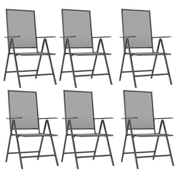 vidaXL 7 részes antracitszürke acél kerti étkezőgarnitúra