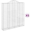vidaXL 5 db &iacute;ves horganyzott vas gabion kos&aacute;r 200x30x200/220 cm