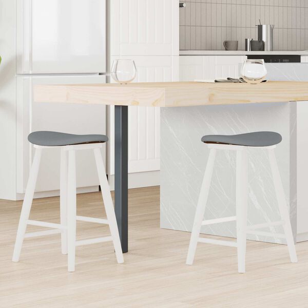 vidaXL &Eacute;tkező Sz&eacute;kek 2 pcs Feh&eacute;r 46 x 37 x 63 cm T&ouml;m&ouml;r Gumi Fa