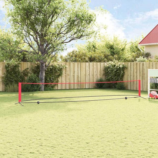 vidaXL Tenisz h&aacute;l&oacute; Fekete &eacute;s piros 595 x 90,5 x 87 cm Poli&eacute;szter
