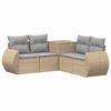 vidaXL Kanap&eacute; Szett 5 db Beige &eacute;s Vil&aacute;gossz&uuml;rke Poli rattan &eacute;s ac&eacute;l