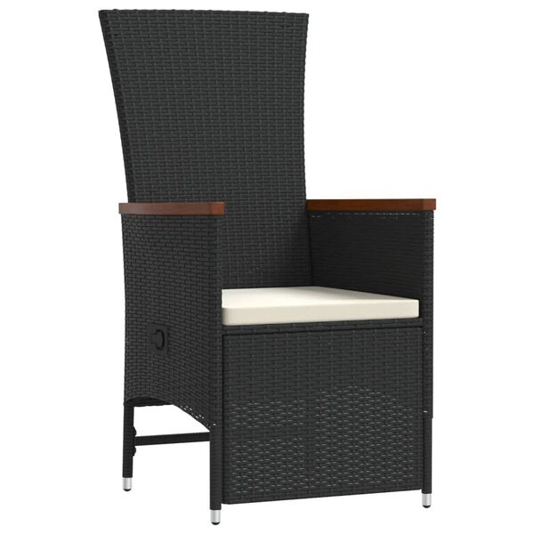 vidaXL 9 r&eacute;szes fekete polyrattan kerti &eacute;tkezőgarnit&uacute;ra p&aacute;rn&aacute;kkal