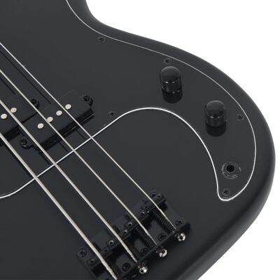vidaXL fekete elektromos basszusgitár kezdőknek puhatokkal 4/4 46"
