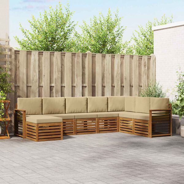 vidaXL &Uuml;lőgarnit&uacute;r&aacute;k p&aacute;rn&aacute;val 8 pcs Term&eacute;szetes &eacute;s b&eacute;zs T&ouml;m&ouml;r Ak&aacute;cfa