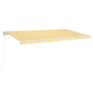 vidaXL s&aacute;rga-feh&eacute;r sz&eacute;l&eacute;rz&eacute;kelős &eacute;s LED-es napellenző 600 x 350 cm