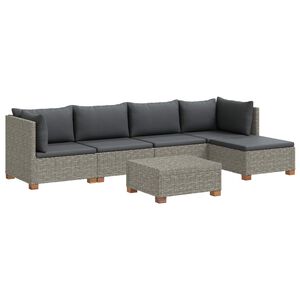 vidaXL 6 db Rattan Kerti B&uacute;tor K&eacute;szlet P&aacute;rn&aacute;kkal GENDT Kubu Sz&uuml;rke