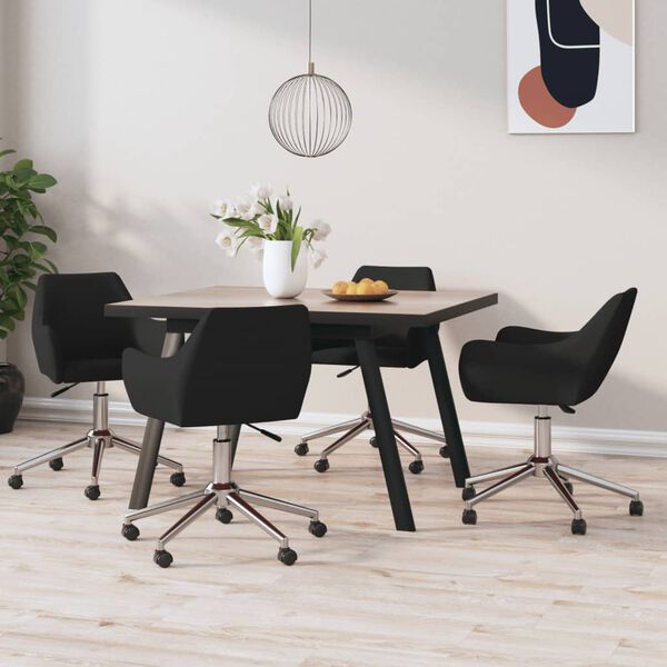 vidaXL 4 db fekete sz&ouml;vetbor&iacute;t&aacute;s&uacute; forg&oacute; &eacute;tkezősz&eacute;k