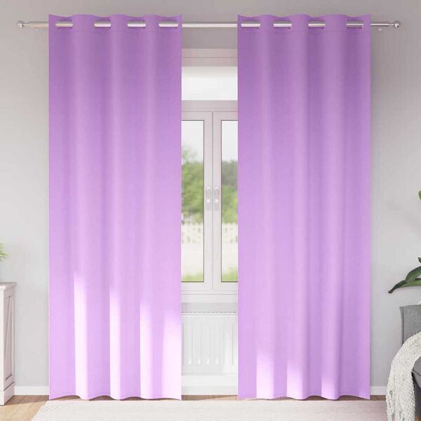 vidaXL Fekete F&uuml;gg&ouml;ny Gyűrűkkel 2 pcs Lila 260 x 140 cm Poli&eacute;szter