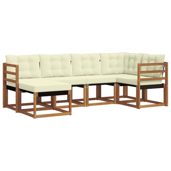 vidaXL K&uuml;lt&eacute;ri kanap&eacute; szett p&aacute;rn&aacute;val 6 pcs Term&eacute;szetes &eacute;s kr&eacute;msz&iacute;nű