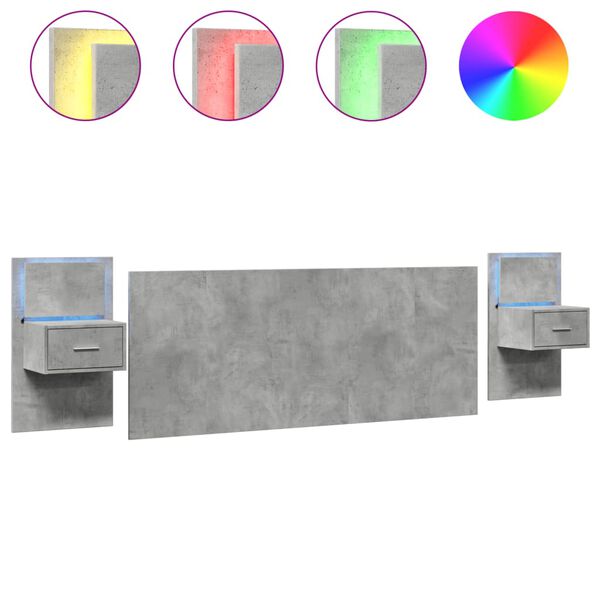 vidaXL betonsz&uuml;rke szerelt fa &aacute;gyfejt&aacute;mla szekr&eacute;nyekkel 200 cm