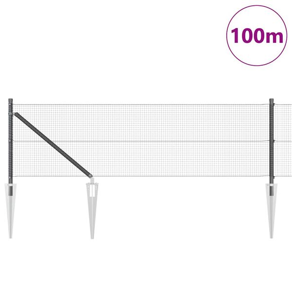 vidaXL Ker&iacute;t&eacute;soszlop Sz&uuml;rke 100 x 0,5 m (16 x 16 mm h&aacute;l&oacute;) Ac&eacute;l &eacute;s PVC