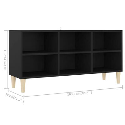 vidaXL fekete TV-szekrény tömör falábakkal 103,5 x 30 x 50 cm