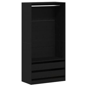 vidaXL Ruh&aacute;sszekr&eacute;ny Fekete t&ouml;lgy 100 x 50 x 200 cm Szerelt Fa