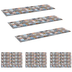 vidaXL L&eacute;pcsőszőnyegek 15 db 76 x 20 cm K&eacute;k Poli&eacute;szter N&eacute;gysz&ouml;gletes