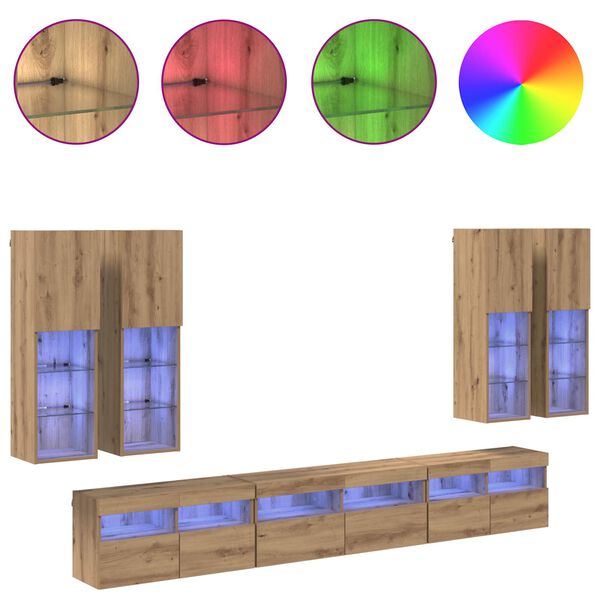 vidaXL TV falit kabinet szett 7 pcs Artisan t&ouml;lgy Faanyag