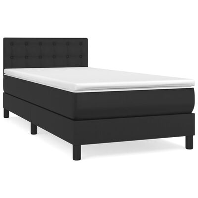 vidaXL fekete műbőr rugós ágy matraccal 80 x 200 cm