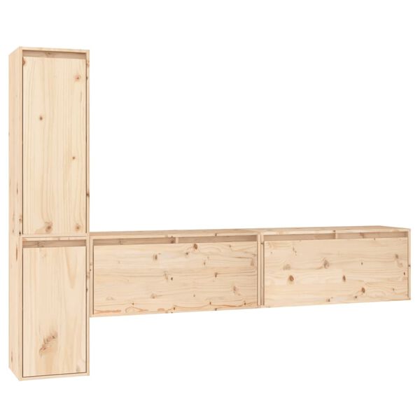 vidaXL 4 darab tömör fenyőfa TV-szekrény