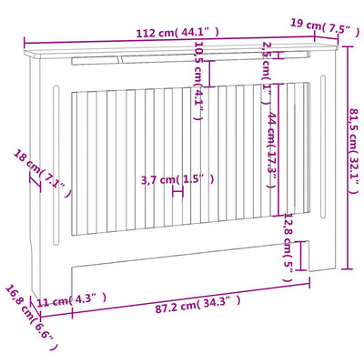 vidaXL antracitszürke MDF radiátorburkolat 112 x 19 x 81,5 cm