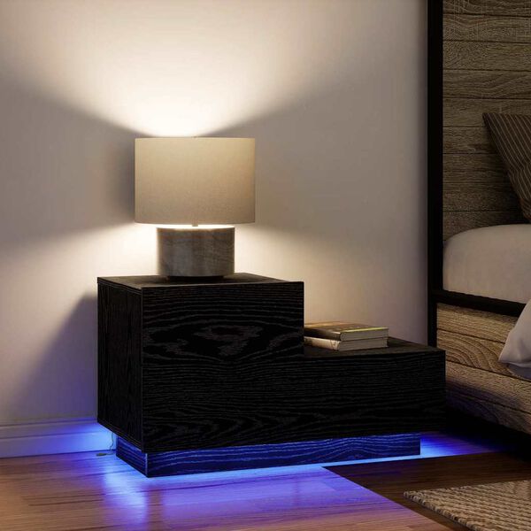 vidaXL &Eacute;jjeliszekr&eacute;ny fi&oacute;kkal Fekete t&ouml;lgy 70 x 36 x 40,5 cm Faanyag