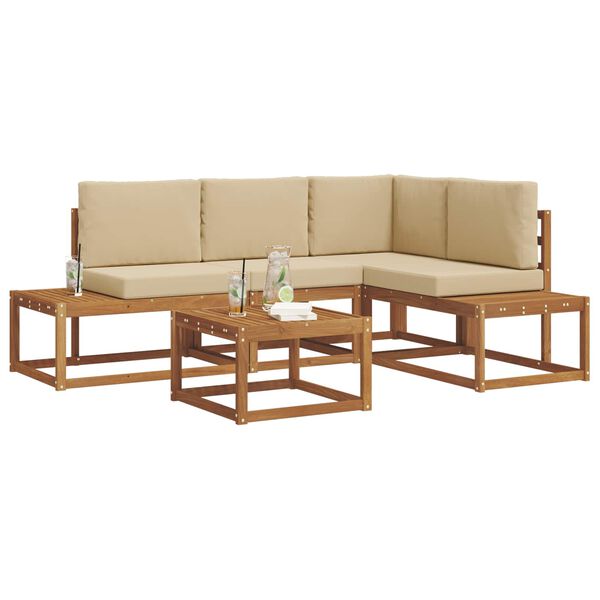 vidaXL K&uuml;lt&eacute;ri kanap&eacute; szett p&aacute;rn&aacute;val 5 Darab Term&eacute;szetes &eacute;s b&eacute;zs