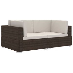 vidaXL 2 db barna modul&aacute;ris polyrattan sarokfotel p&aacute;rn&aacute;kkal