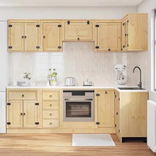 vidaXL Cabinet fi&oacute;kkal polcokkal SKI 10 pcs M&eacute;zes Barna T&ouml;m&ouml;r fenyőfa