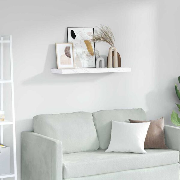 vidaXL Falpolc Falra szerelhető Feh&eacute;r m&aacute;rv&aacute;ny 90 x 23,5 x 4 cm Faanyag