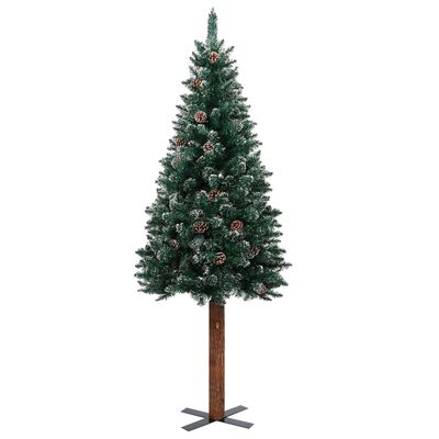 vidaXL zöld megvilágított vékony valódi fás/havas karácsonyfa 210 cm