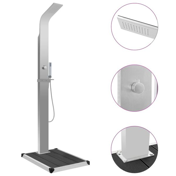 vidaXL kültéri WPC és rozsdamentes acél zuhany zuhanytálcával