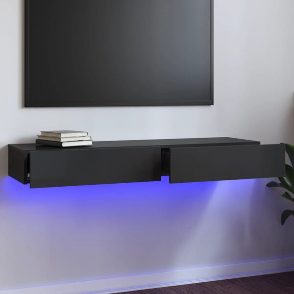 vidaXL magasfényű szürke TV-szekrény LED-lámpákkal 120 x 35 x 15,5 cm