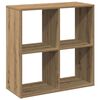 vidaXL k&eacute;zműves t&ouml;lgy sz&iacute;nű fa elv&aacute;laszt&oacute; k&ouml;nyvespolc 69,5x29x69,5 cm
