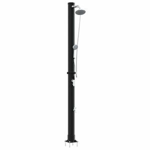 vidaXL K&uuml;lt&eacute;ri Napelemes Zuhany Fekete 217 cm PVC &eacute;s Alum&iacute;nium