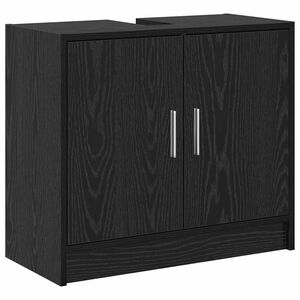vidaXL F&uuml;rdőszoba Sz&eacute;k&eacute;ny Fekete t&ouml;lgy 63 x 29 x 55 cm Szerelt fa