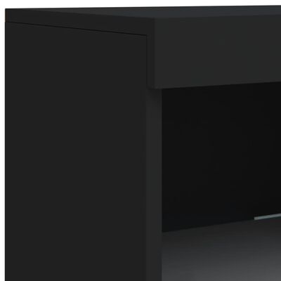 vidaXL fekete tálalószekrény LED-világítással 202 x 37 x 100 cm