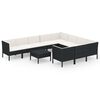 vidaXL 11 r&eacute;szes fekete polyrattan kerti &uuml;lőgarnit&uacute;ra p&aacute;rn&aacute;kkal