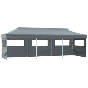 vidaXL antracitsz&uuml;rke &ouml;sszecsukhat&oacute; rendezv&eacute;nys&aacute;tor 5 oldalfallal 870x291x315 cm