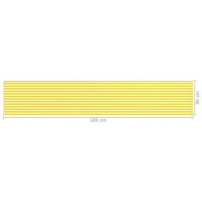 vidaXL sárga-fehér HDPE erkélytakaró 90 x 500 cm