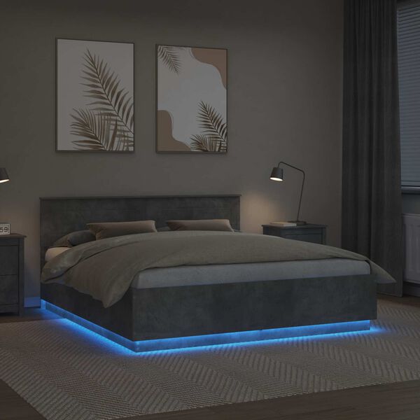 vidaXL &Aacute;gykeret LED -es l&aacute;mp&aacute;kkal Beton Sz&uuml;rke 200 x 200 cm Faanyag