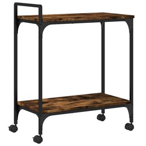 vidaXL f&uuml;st&ouml;s t&ouml;lgy sz&iacute;nű szerelt fa zs&uacute;rkocsi 60,5 x 31 x 72,5 cm