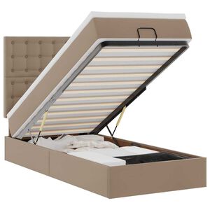 vidaXL k&aacute;v&eacute;sz&iacute;nű műbőr ottom&aacute;n &aacute;gykeret matraccal 90x200cm