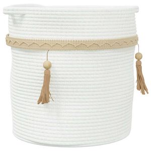 vidaXL feh&eacute;r pamut t&aacute;rol&oacute;kos&aacute;r &Oslash;38 x 36 cm