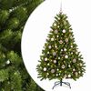 vidaXL Vil&aacute;gos z&ouml;ld műkar&aacute;csonyfa g&ouml;mb&ouml;kkel 120 cm 150 LED Meleg feh&eacute;r
