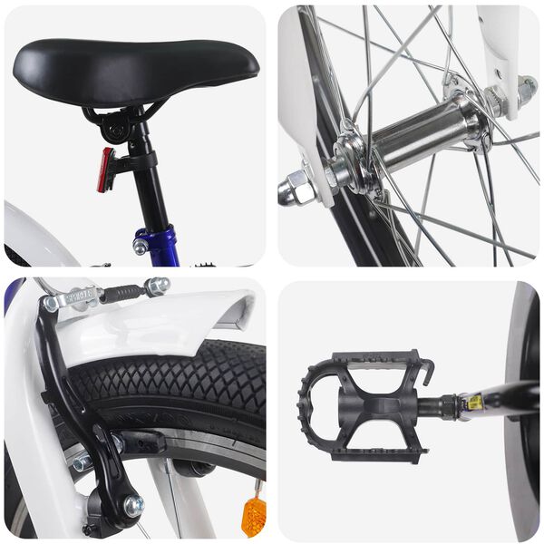 vidaXL Gyerek Bicikli 20 H&uuml;velyk 6-11 &eacute;ves korig aj&aacute;nlott K&eacute;k Feh&eacute;r