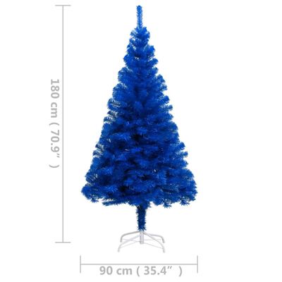 vidaXL kék PVC megvilágított műkarácsonyfa állvánnyal 180 cm
