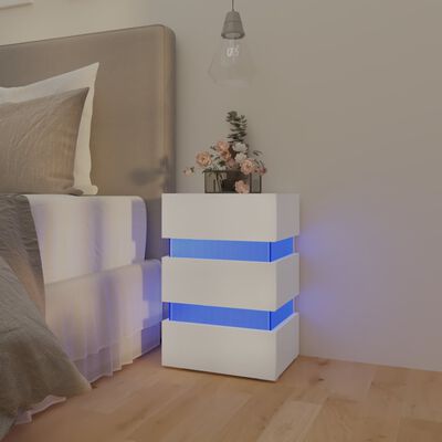 vidaXL fehér szerelt fa LED-es éjjeliszekrény 45 x 35 x 67 cm