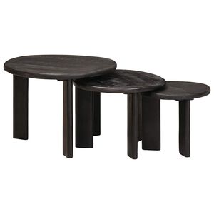 vidaXL F&eacute;szkelt K&aacute;v&eacute;z&oacute; Asztalok 3 db Feh&eacute;r &Oslash; 54 x 40 cm T&ouml;m&ouml;r Mang&oacute;f&aacute;t